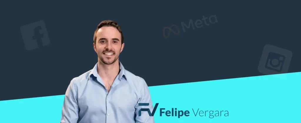Plataforma del curso de Facebook Ads de Felipe Vergara con módulos de estrategia, ventas y campañas de anuncios.