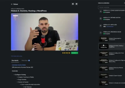Plataforma Hotmart del curso donde se aprende afiliación con el programa Partner 360 de Fabio Serna